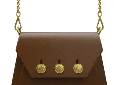 Balmain Embleme Flap Grained Calfskin Bag Low-poly 3D model