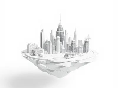 Futuristic Floating City Model Pack Low-poly 3D model purchase