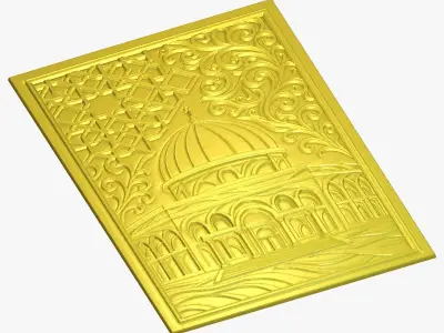 3d modern Dome of the Rock 3D Wall Panel Relief CNC 04 3D model