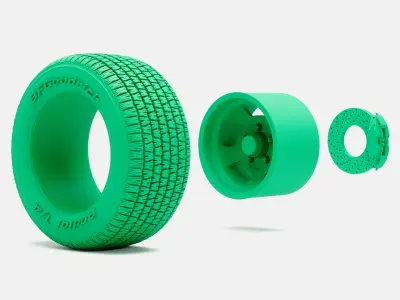 15x10 US Indy Mag Wheel BFGoodrich Radial Tire 3D print model