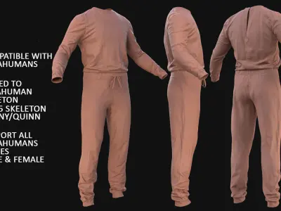 Jumpsuit 82 - All MH Bodies and UE5 Skeletons - Rigged Low-poly 3D model