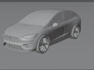 TESLA MODEL X silver Low-poly 3D model
