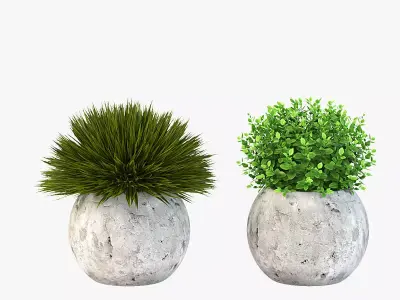Table Top Decoration Centerpiece Planter of Fake Green Grass 3D model