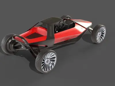 Scifi futuristic racer buggy Low-poly 3D model