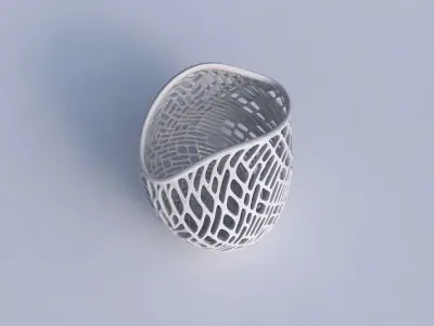 Bowl compressed and twisted with twisted lattice tiles 3D print model