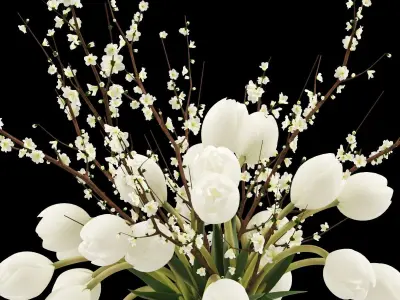 Tulip Plum Blossom Faux Watergarden 3d model 3D model