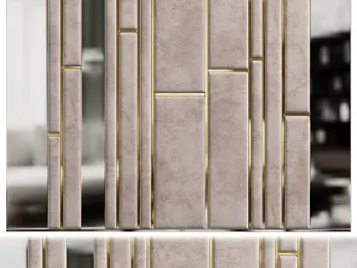 Panel mirror with gold stripes 3D model