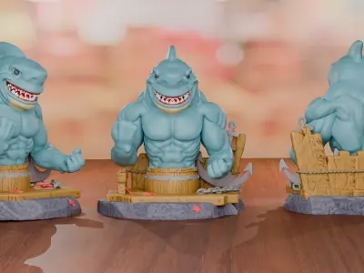 Warrior Shark - 3D Statue  Free 3D print model