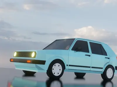 Volkswagen Golf II Low-poly style Low-poly 3D model