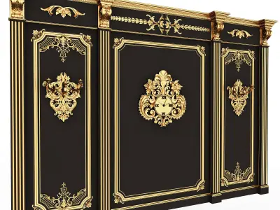 Boiserie Classic Panels and Decorative Crafts Wood 01 Low-poly 3D model