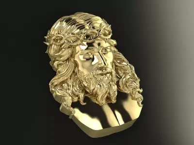 Jesus Head Pendant Jewelry Gold 3D print model