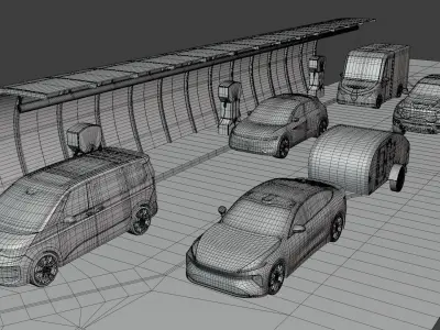 EV charging station VII 3D model