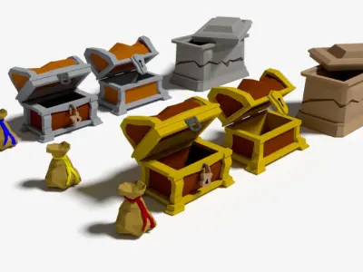 Loot Chest Lowpoly Game Assets - In Unity Too Low-poly 3D model