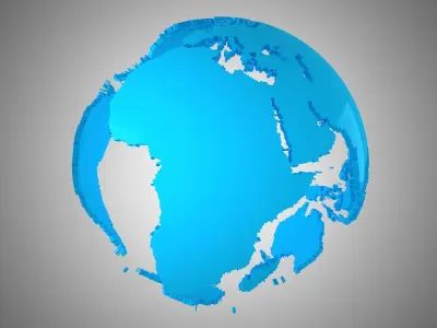 Globe Shell Light Blue 3D model