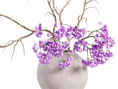 Decorative ceramic vase with white orchid flowers 3D model