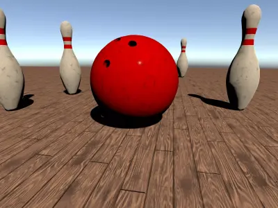 Bowling Ball And Pins Set Low-poly 3D model