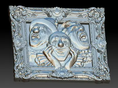 clowns - theatre-art themed framed billboard 3D print model