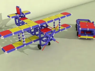 Toy Plane and Truck Free low-poly 3D model