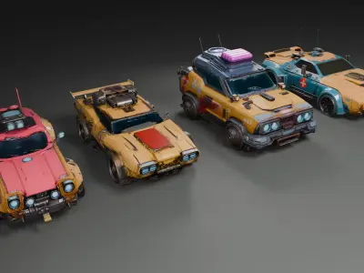 Stylized Sci-Fi Cars 3D model
