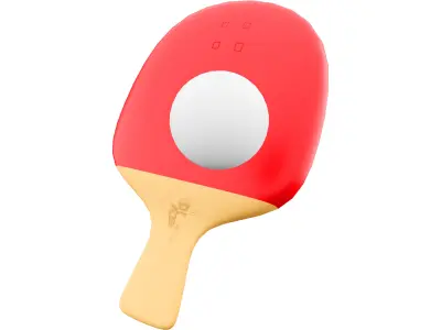 3d  table tennis racket and ball icon 3D model