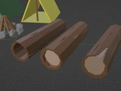 Stylized camping assets pack Free low-poly 3D model