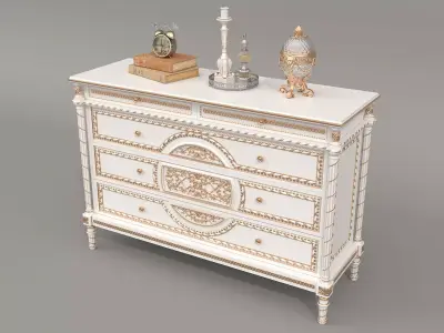 Classic European style Sideboard and Decoration 8 3D model