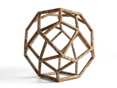Geometric Wireframe Model Pack with Rust Texture Low-poly 3D model