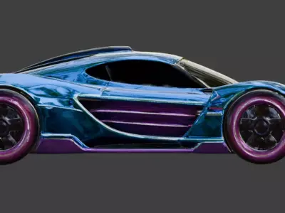 Futuristic Neon Racing Car 3D Model Low-poly 3D model