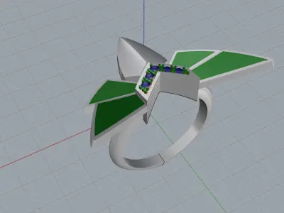 Fly ring with diamonds and  enamel 3D print model