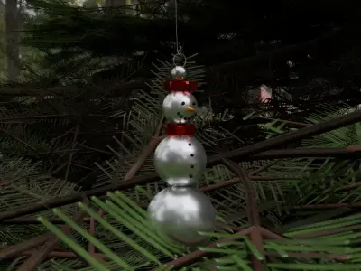 Vintage Snowman Bead Christmas Ornament Low-poly 3D model