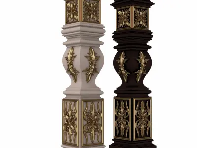 Stair Baluster 09 Low-poly 3D model