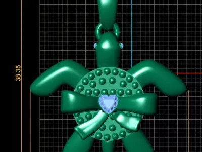 Diamond Bow Turtle Pendant 3D print model
