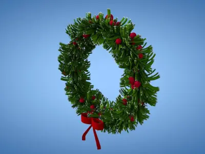 Christmas Wreath Low-poly 3D model