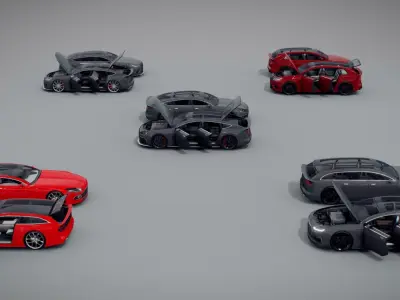 Generic low poly 5 car pack Low-poly 3D model