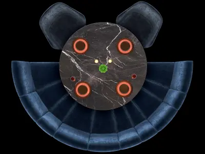 Round Restaurant Cafe Sofa Tableware part2 3D model