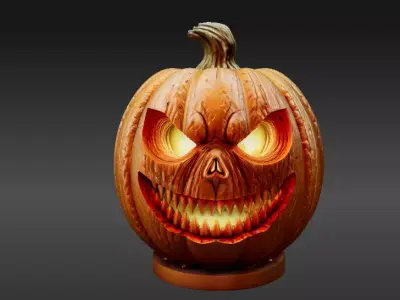 Jack-O-Lantern Pumpkin 3D Model Halloween Two Pack Model 3D model