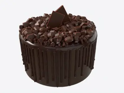 Chocolate Cake Decorated with Chocolate Pieces 3D model