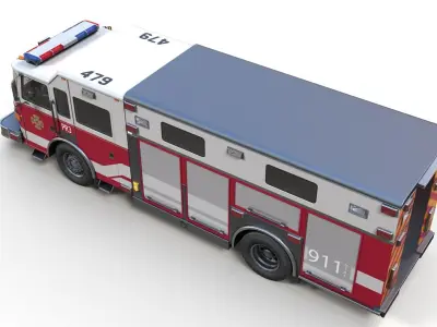 Resque Fire Truck Low-poly 3D model