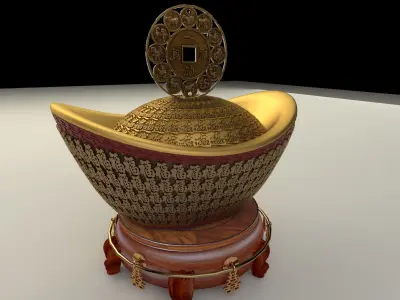 Chinese Gold Ingot  3D model