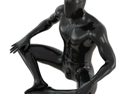 Black abstract mannequin sitting in butterfly pose 72 3D model