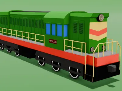 Cartoon Train Low poly 3D Model  Low-poly 3D model