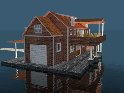 house 5 floating in water Low-poly 3D model
