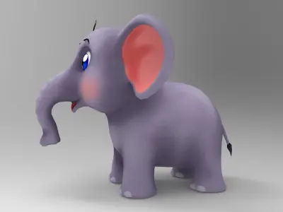 Elephant Cartoon Low-poly 3D model get