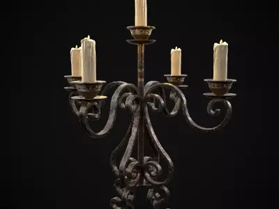 Classic Iron Candelabra  Low-poly 3D model