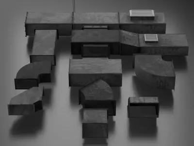 Modular Industrial Air Duct System Low-poly 3D model