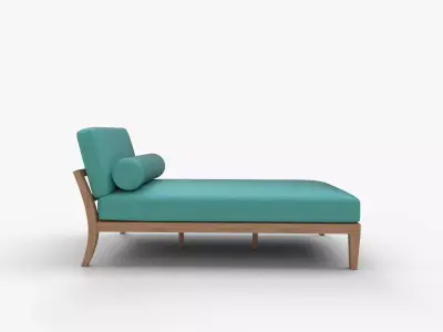 Fabric Chaise Lounges Single Sofa Chair Rolled Accent Pillow 3D model