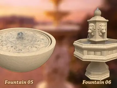 30 Classic Fountains Gameready and Archviz Assets 3D model