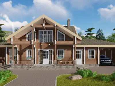 3D model of a wooden house 3D model