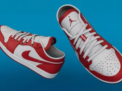 Shoes GymRedWhite Jodan  Low-poly 3D model