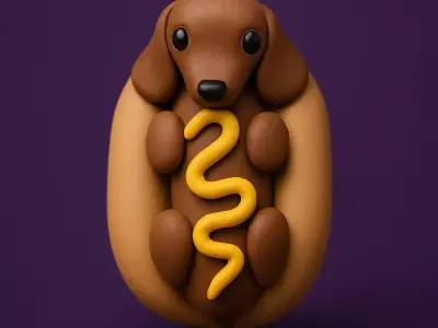  Dachshund Hot Dog Mustard Pup toy 3D print model